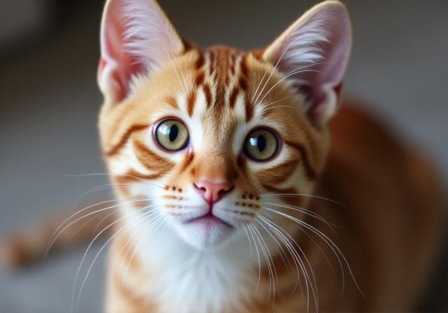 こちらを見つめる猫を捉えた愛らしいクローズアップ写真
