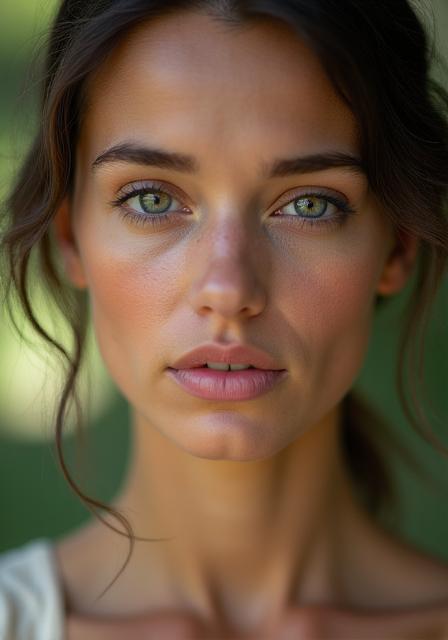 自然光の中で撮影された表情豊かな女性のポートレート